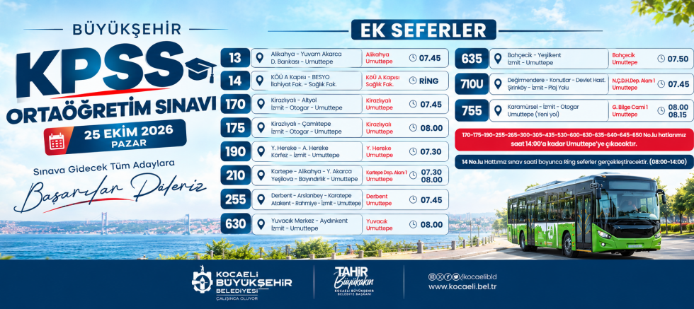 Kocaeli Büyükşehir’den KPSS için özel ulaşım planlaması
