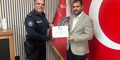 Dilovası Emniyet Müdürü Canbaz'dan İş İnsanı Kılıç'a Teşekkür Belgesi